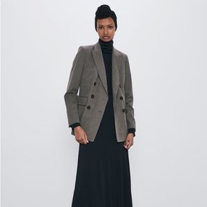 NWOT Zara Plaid Double Breasted Blazer Size XS